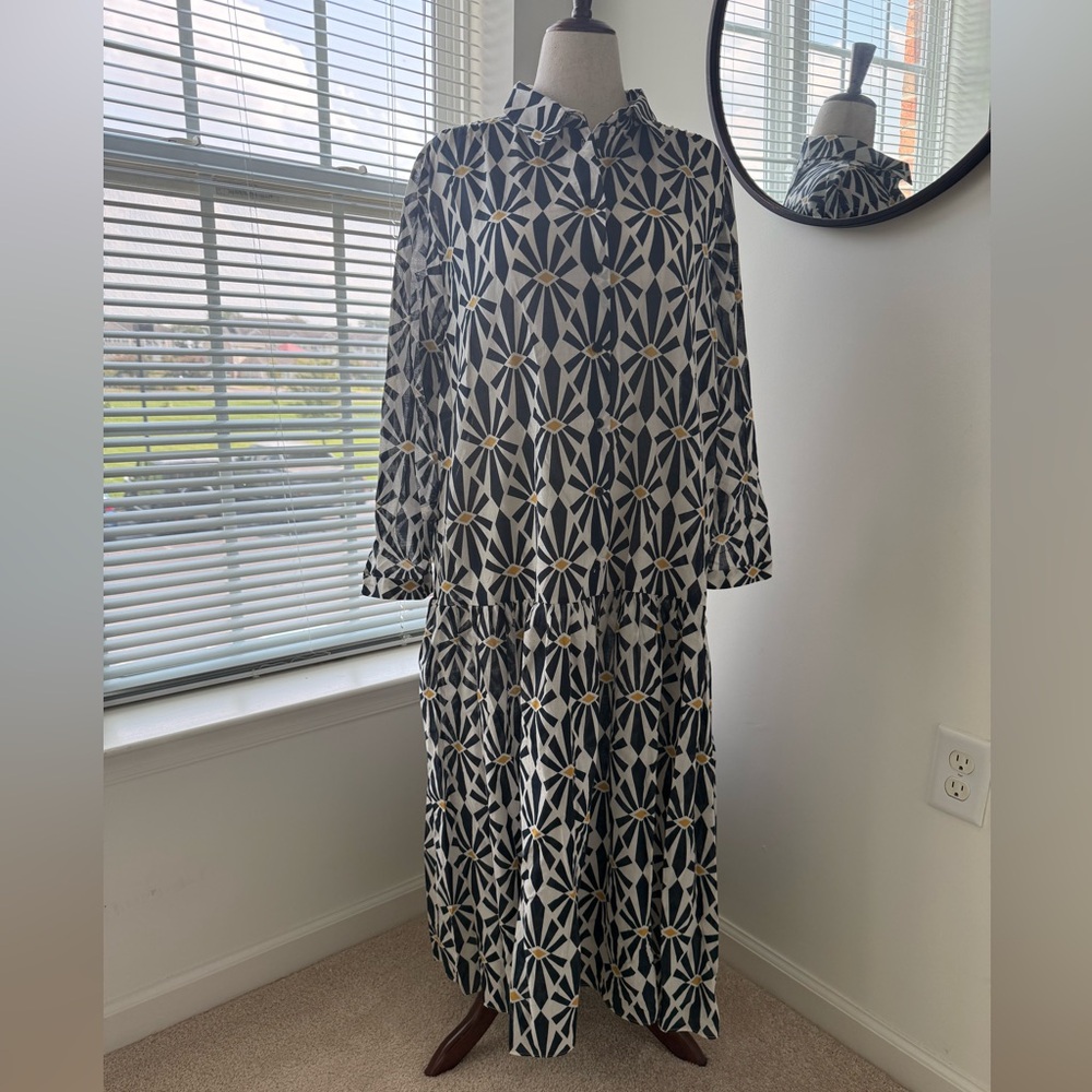 ZARA GEOMETRIC PRINT MIDI DRESS